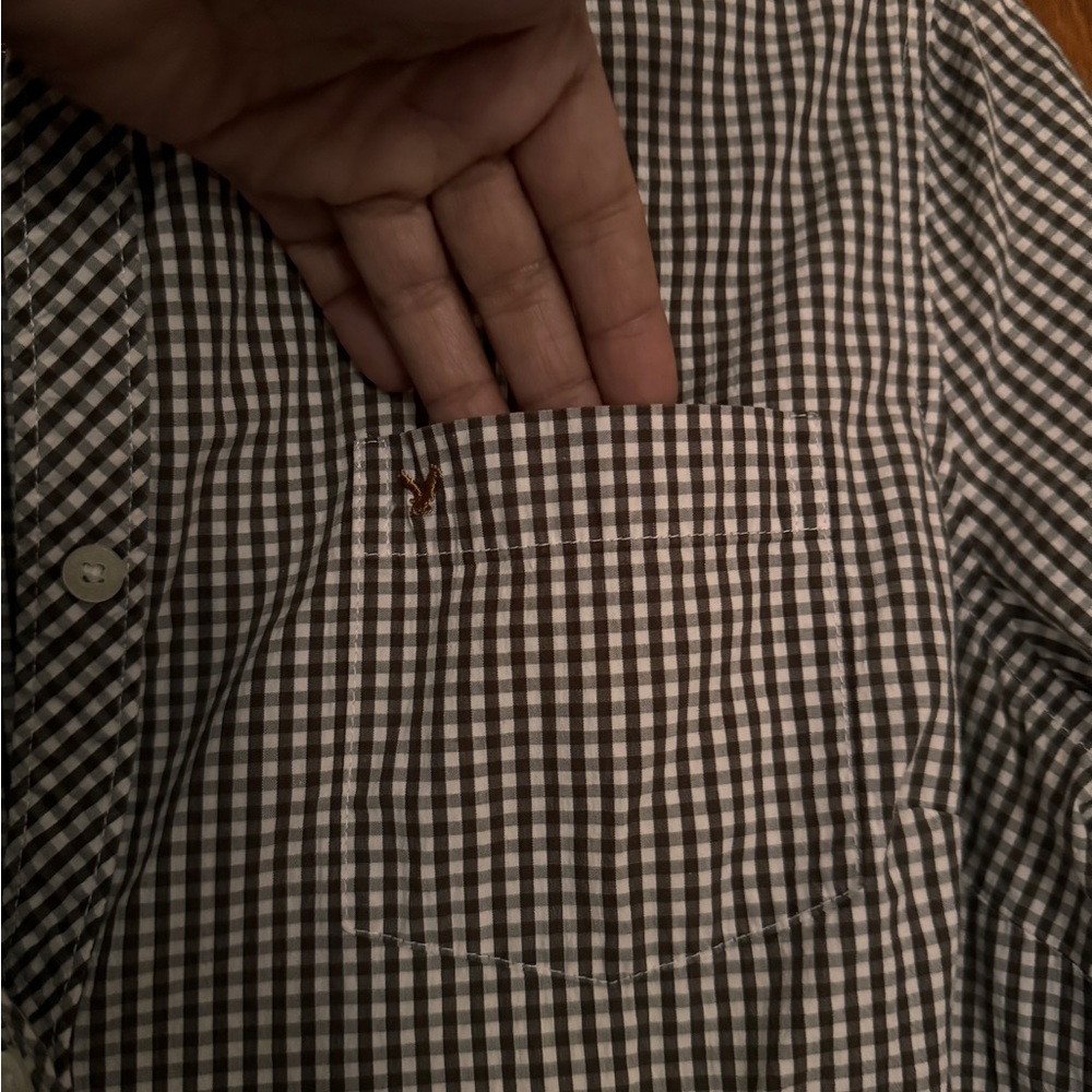 American Eagle Brown checkered button down - Picture 3 of 5
